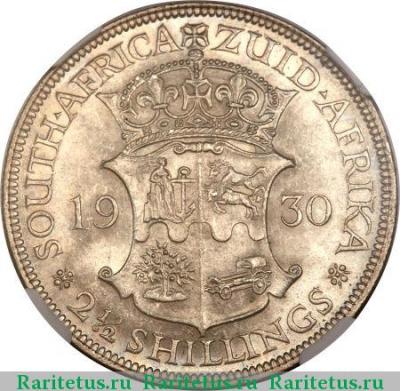 Реверс монеты 2 1/2 шиллинга (shillings) 1930 года   ЮАР