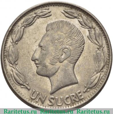 Реверс монеты 1 сукре (sucre) 1981 года   Эквадор