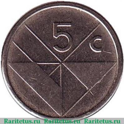 Реверс монеты 5 центов (cents) 2010 года   Аруба