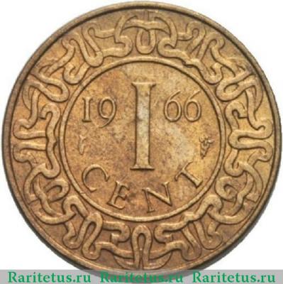 Реверс монеты 1 цент (cent) 1966 года   Суринам
