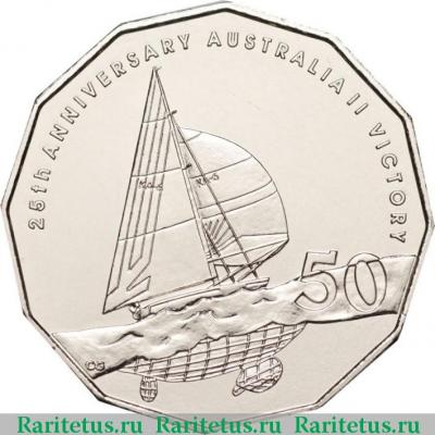 Реверс монеты 50 центов (cents) 2008 года  кубок Америки Австралия