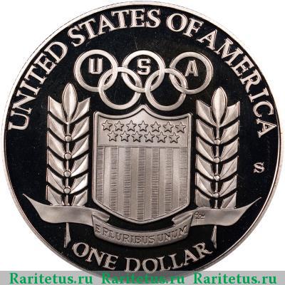 Реверс монеты 1 доллар (dollar) 1992 года S олимпиада США proof