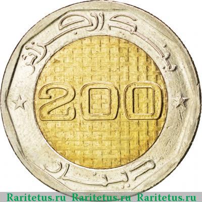 Реверс монеты 200 динаров 2012 года  независимость Алжир