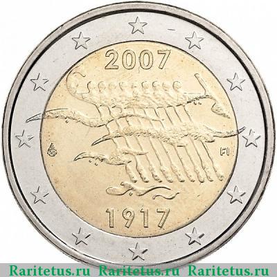 2 евро (euro) 2007 года  независимость Финляндия