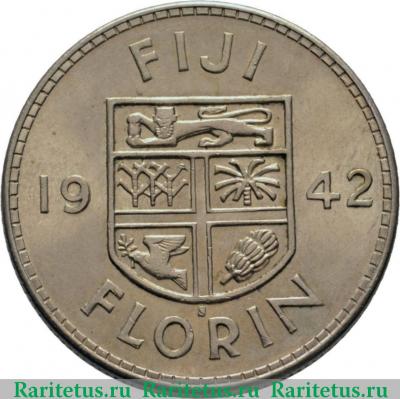 Реверс монеты 1 флорин (florin) 1942 года   Фиджи