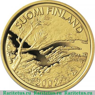 100 евро (euro) 2002 года  полярный день Финляндия proof