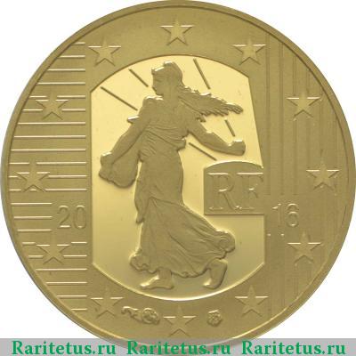 10 евро (euro) 2016 года  тестон, золото Франция proof