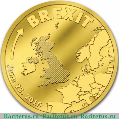 Реверс монеты 5 долларов (dollars) 2016 года  Brexit Острова Кука proof