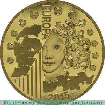 Реверс монеты 500 евро (euro) 2015 года  70 лет мира Франция proof