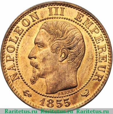 5 сантимов (centimes) 1855 года W  Франция