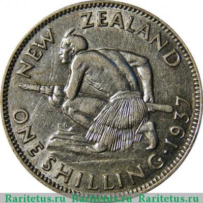 Реверс монеты 1 шиллинг (shilling) 1937 года   Новая Зеландия