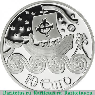 Реверс монеты 10 евро (euro) 2011 года  Святой Брендан Ирландия proof