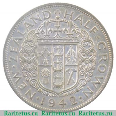 Реверс монеты 1/2 кроны (crown) 1942 года   Новая Зеландия