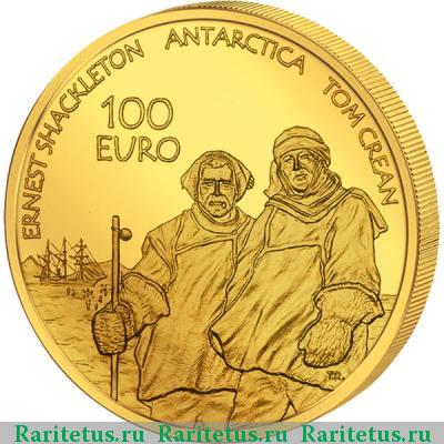Реверс монеты 100 евро (euro) 2008 года  полярный год Ирландия proof