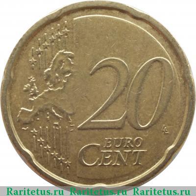 Реверс монеты 20 евро центов (евроцентов, euro cent) 2007 года  Ирландия