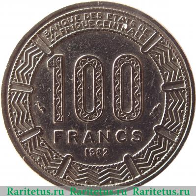 Реверс монеты 100 франков (francs) 1982 года   Габон