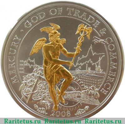 Реверс монеты 10 долларов (dollars) 2008 года  Меркурий Острова Кука