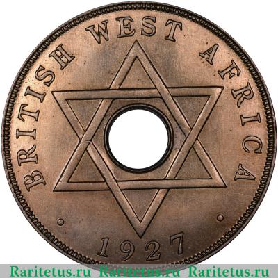 Реверс монеты 1 пенни (penny) 1927 года   Британская Западная Африка