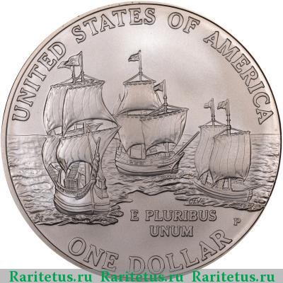 Реверс монеты 1 доллар (dollar) 2007 года P Джеймстаун США