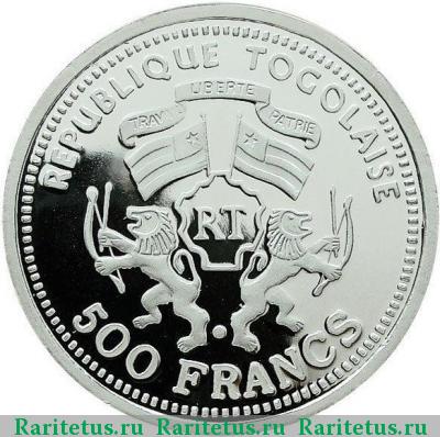 500 франков (francs) 2000 года  Эйнштейн Того proof