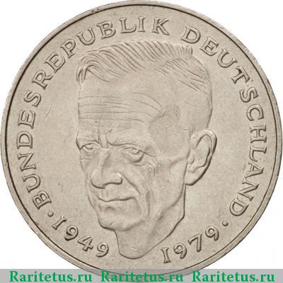 Реверс монеты 2 марки (deutsche mark) 1991 года F 