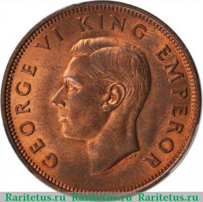 1/2 пенни (penny) 1941 года   Новая Зеландия