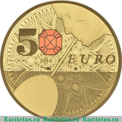Реверс монеты 50 евро (euro) 2014 года  Баккара, золото Франция proof