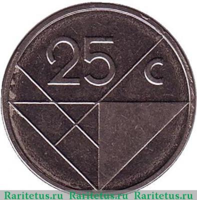 Реверс монеты 25 центов (cents) 2009 года   Аруба