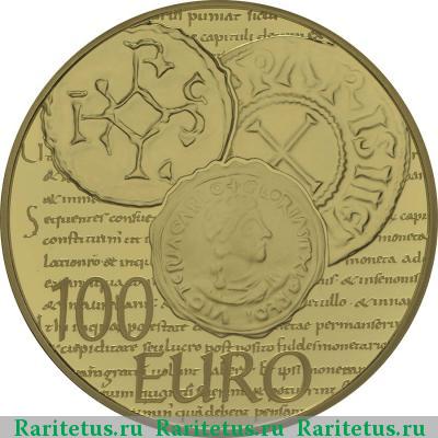 Реверс монеты 100 евро (euro) 2014 года  денье Франция proof
