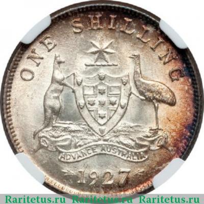 Реверс монеты 1 шиллинг (shilling) 1927 года   Австралия