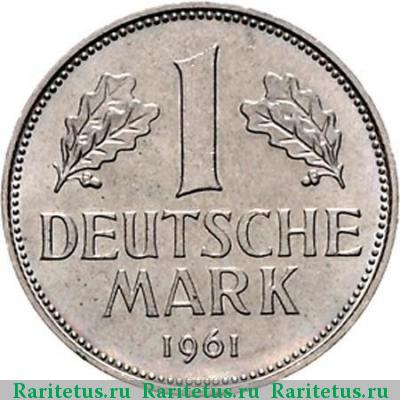 Реверс монеты 1 марка (deutsche mark) 1961 года D ФРГ