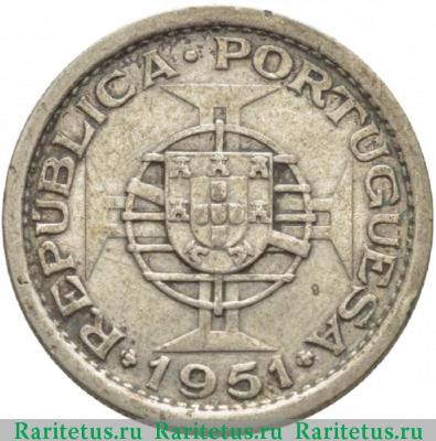 Реверс монеты 5 эскудо (escudos) 1951 года   Сан-Томе и Принсипи