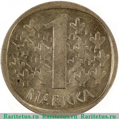 Реверс монеты 1 марка (markka) 1990 года M Финляндия