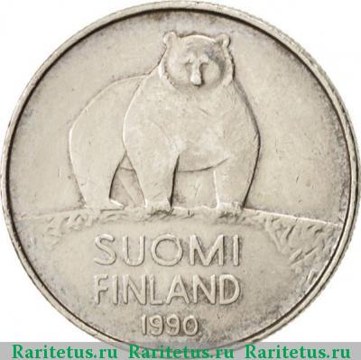 50 пенни (pennia) 1990 года M медведь, Финляндия