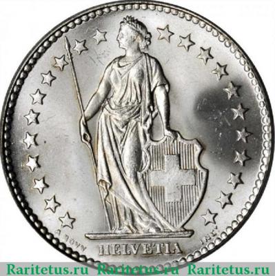 2 франка (francs) 1921 года   Швейцария