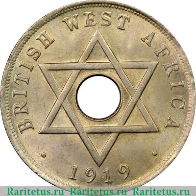 Реверс монеты 1 пенни (penny) 1919 года H  Британская Западная Африка
