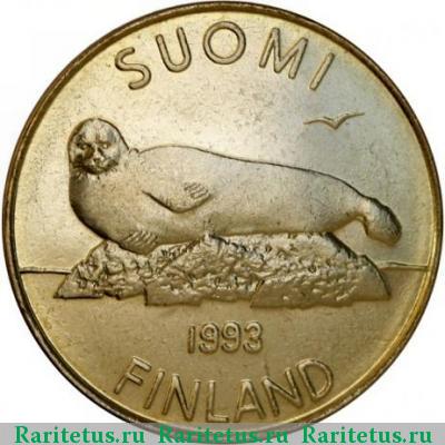 5 марок (markkaa) 1993 года M тюлень