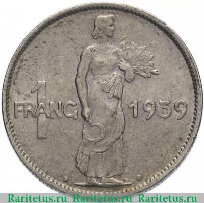 Реверс монеты 1 франк (franc) 1939 года   Люксембург