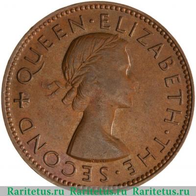 1/2 пенни (penny) 1954 года   Новая Зеландия