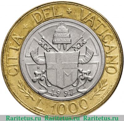 Реверс монеты 1000 лир (lire) 1998 года   Ватикан
