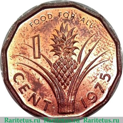 Реверс монеты 1 цент (cent) 1975 года   Свазиленд