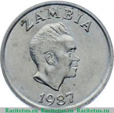 5 нгве (ngwee) 1987 года   Замбия