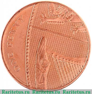 Реверс монеты 1 пенни (penny) 2010 года  Великобритания