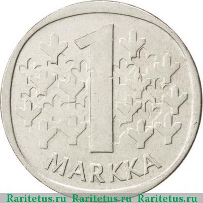 Реверс монеты 1 марка (markka) 1981 года К Финляндия