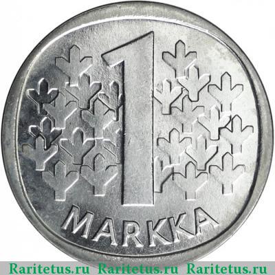 Реверс монеты 1 марка (markka) 1988 года М Финляндия