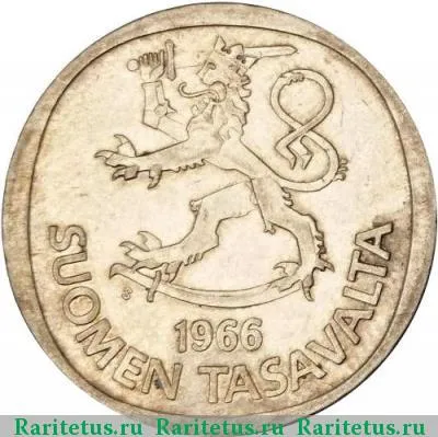 1 марка (markka) 1966 года S Финляндия