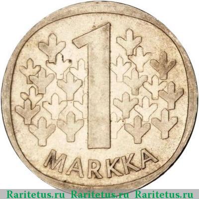 Реверс монеты 1 марка (markka) 1966 года S Финляндия