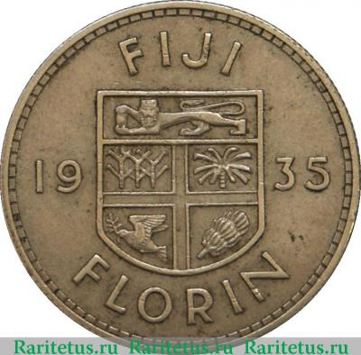 Реверс монеты 1 флорин (florin) 1935 года   Фиджи