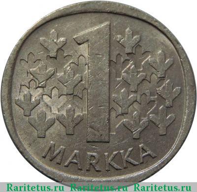 Реверс монеты 1 марка (markka) 1977 года К Финляндия