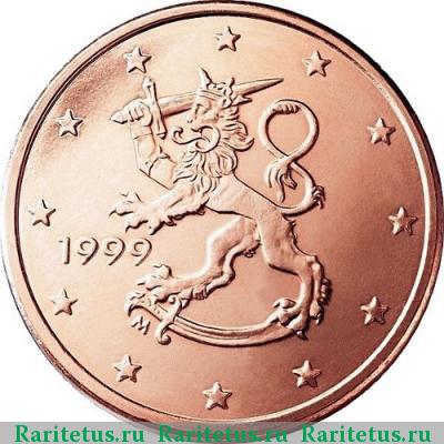 2 евро цента (евроцента, euro cent) 1999 года М Финляндия